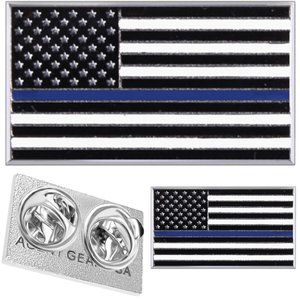 Blue Line Flag Lapel Pins - Honor The Men & Women Of Law Enforcement - 2 Pack